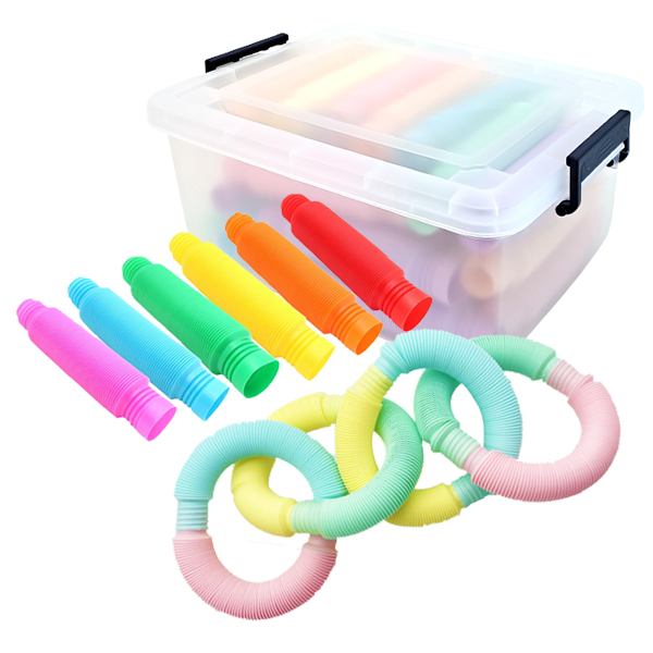 소프트 팝튜브 구불이 튜브 블록 대형 칼라&파스텔 60p