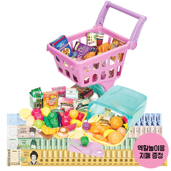 플레이서클 마트 플레이 세트 쇼핑카트 푸드세트 (역할놀이 지폐 25매 증정) (온라인판매금지)