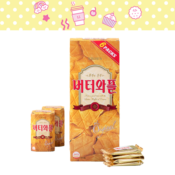 크라운 버터 와플 810g (135g x 6팩) 회사 사무실 탕비실 아이 간식 커피 과자 비스킷 쿠키
