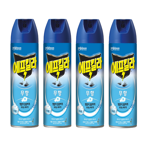 에프킬라 무향 멀티액션 수성 600ml 4개 뿌리는 모기약 스프레이 살충제 모기 벌레 퇴치 기피제