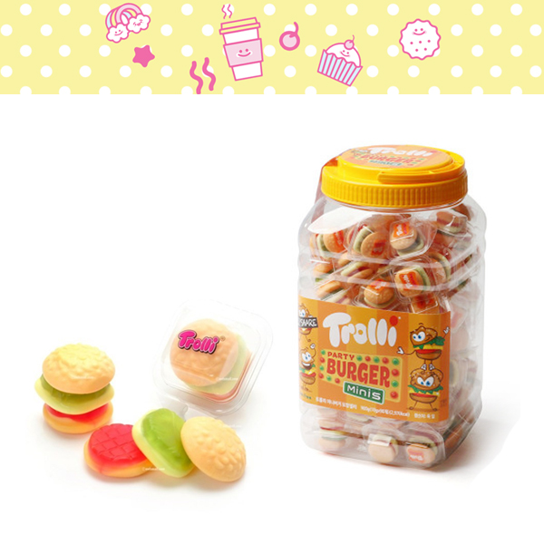 TROLLI 트롤리 미니 버거 젤리 90입 900g 대용량 햄버거 크리스마스 할로윈 어린이날 선물 생일