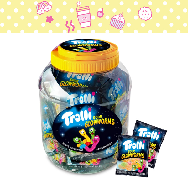 TROLLI 트롤리 샤우어 1kg 통 지렁이 꿈틀이 젤리 과일 구미 크리스마스 선물 어린이집 유치원