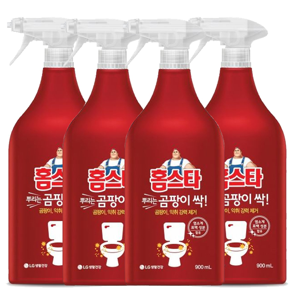 홈스타 뿌리는 곰팡이 싹 제거제 900ml 4개 욕실 화장실 청소 세제 락스 악취 냄새 제거