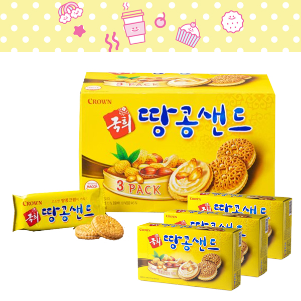 크라운 국희 땅콩샌드 1,116g 36봉 개별포장 샌드 간식 옛날 과자 어린이집 유치원